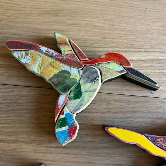 Wall Art: Upcycled Skateboard Hummingbird Wall Art - Handmade Decor - Set of 3 - Picture 5 of 11
